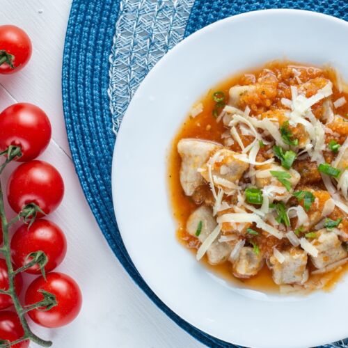 Nhoque Integral Artesanal de Batata Doce com Molho de Tomate Caseiro (200g)